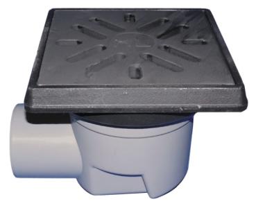 Perfektablauf DN110 waagrecht mit frostsicherer Geruchsklappe, 260x260mm / Gussrost 226x226mm  HL605.1